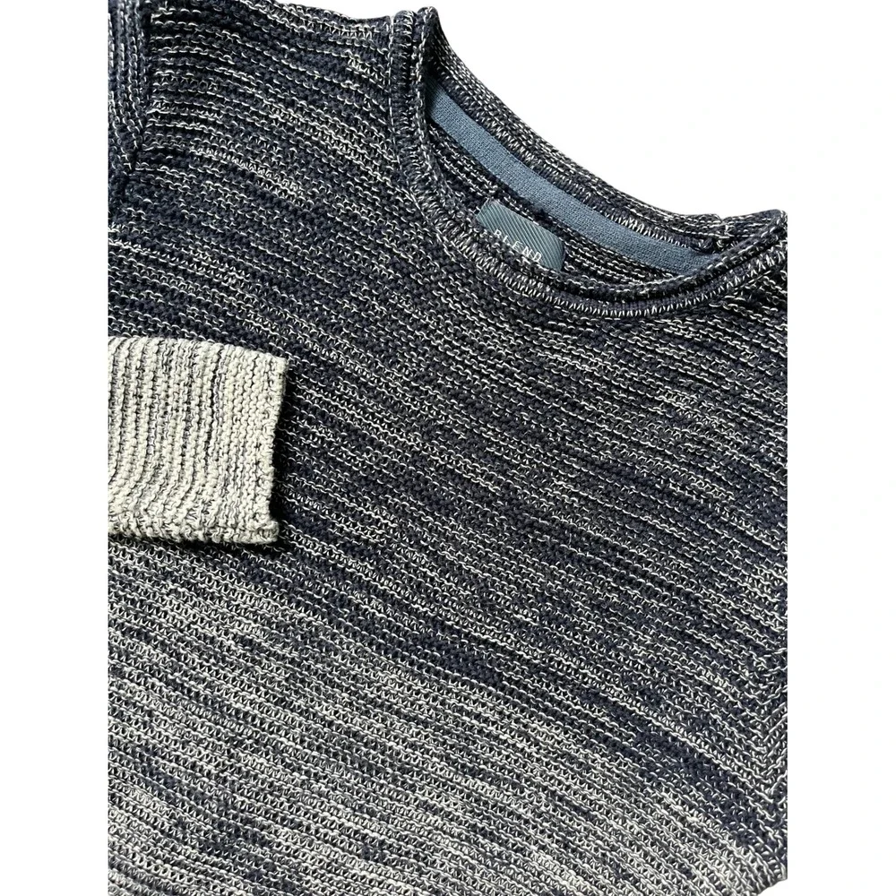 Blend Global Sweater Buckle Sz S Blue Gray Ombre Knit Crew Neck Long Sleeve